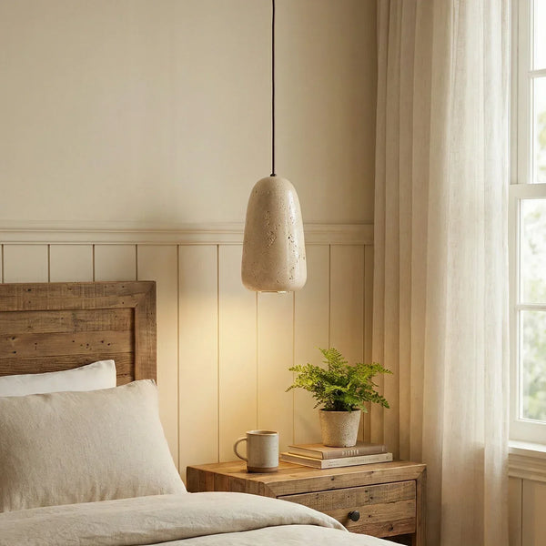 Travertine Brrskbk Cylindrical Pendant Light
