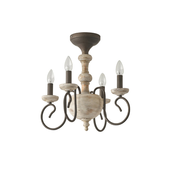 Myst Vintage Traditional Wooden Semi Flush Ceiling Light