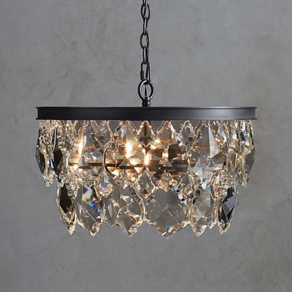 Golden beveled glass crystal chandelier