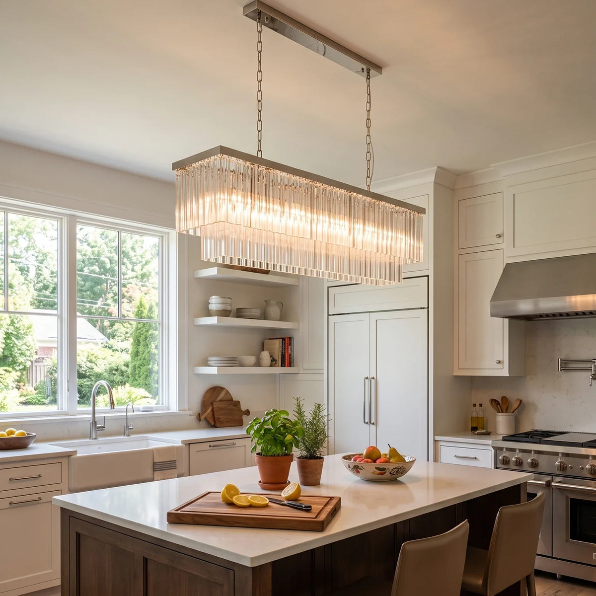 Lisenne Tiered Glass Rod Linear Chandelier