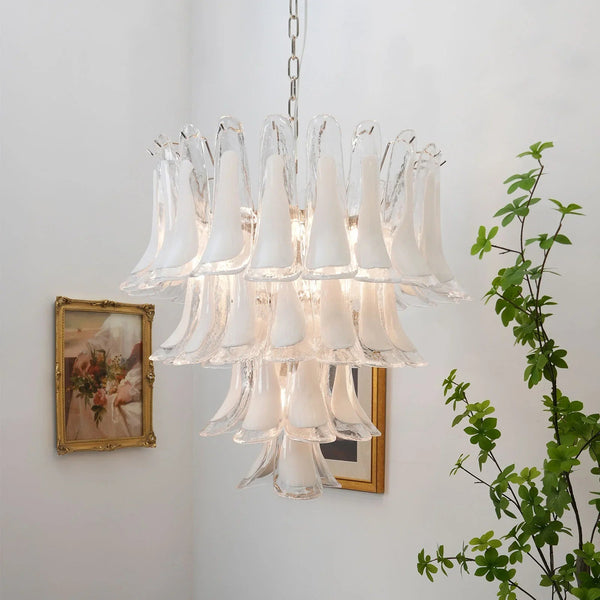 Vintage Clear Glass Petals Chandelier