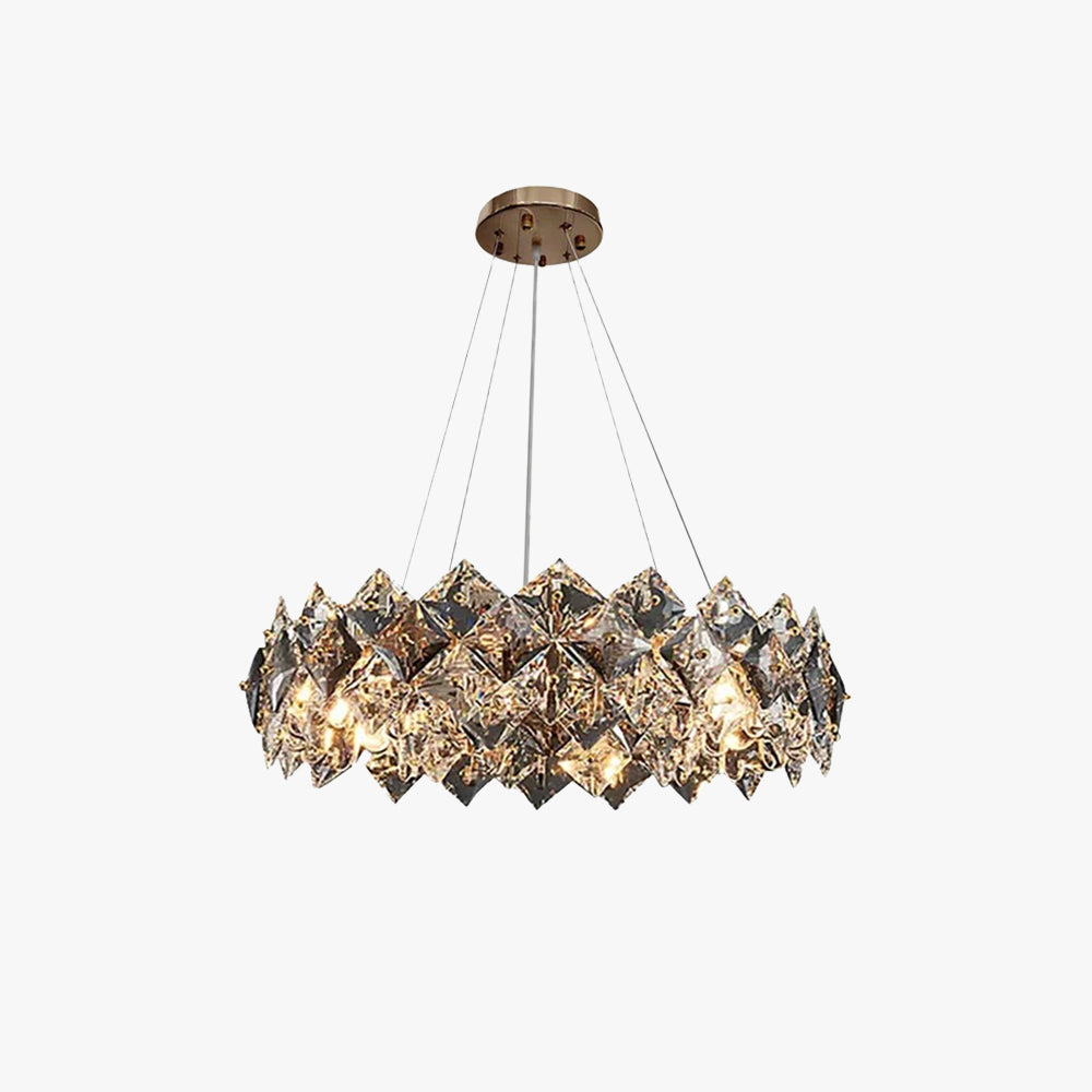 Elegant LED Ring Smoke Crystal Chandelier for Bedroom