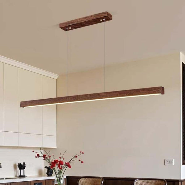 Pendant Light Minimalist Elegant Linear LED, Walnut Wood Color