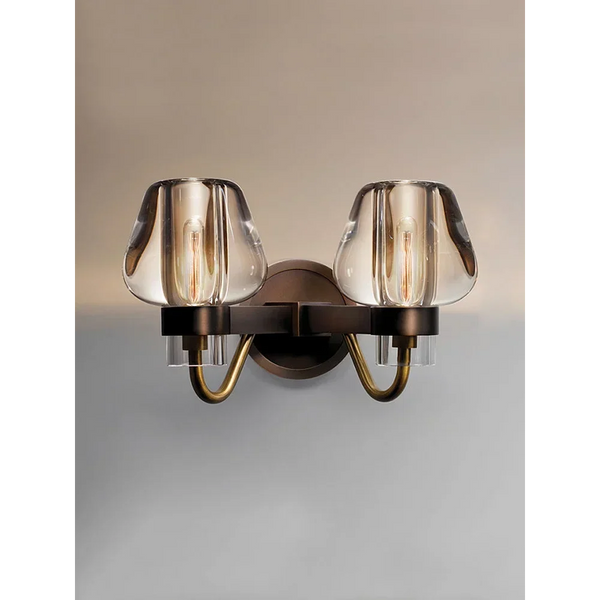 Double Crystal Glass & Brass Wall Sconce | CLBVB014B