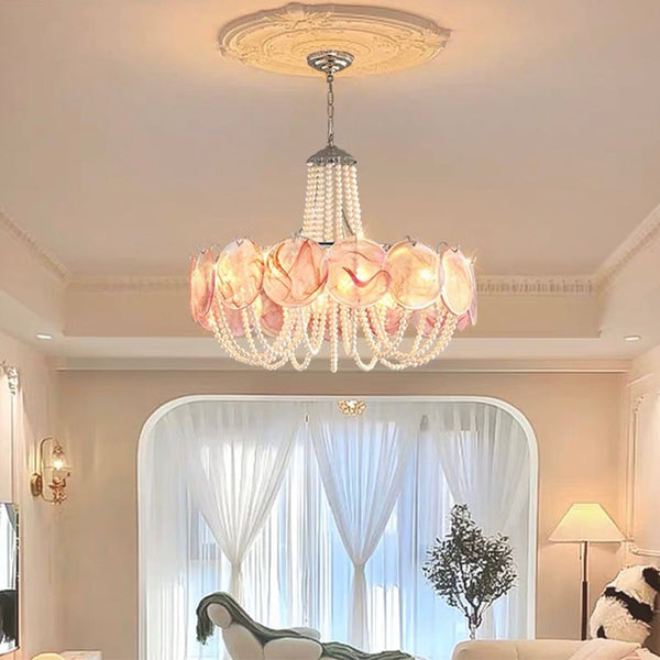 Murano Glass Disc Chandelier French Round Pearl