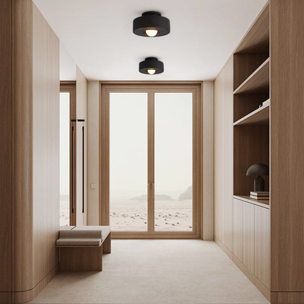 Nordic Geometric Flush Mount Cylindrical Ceramic Ceiling Light