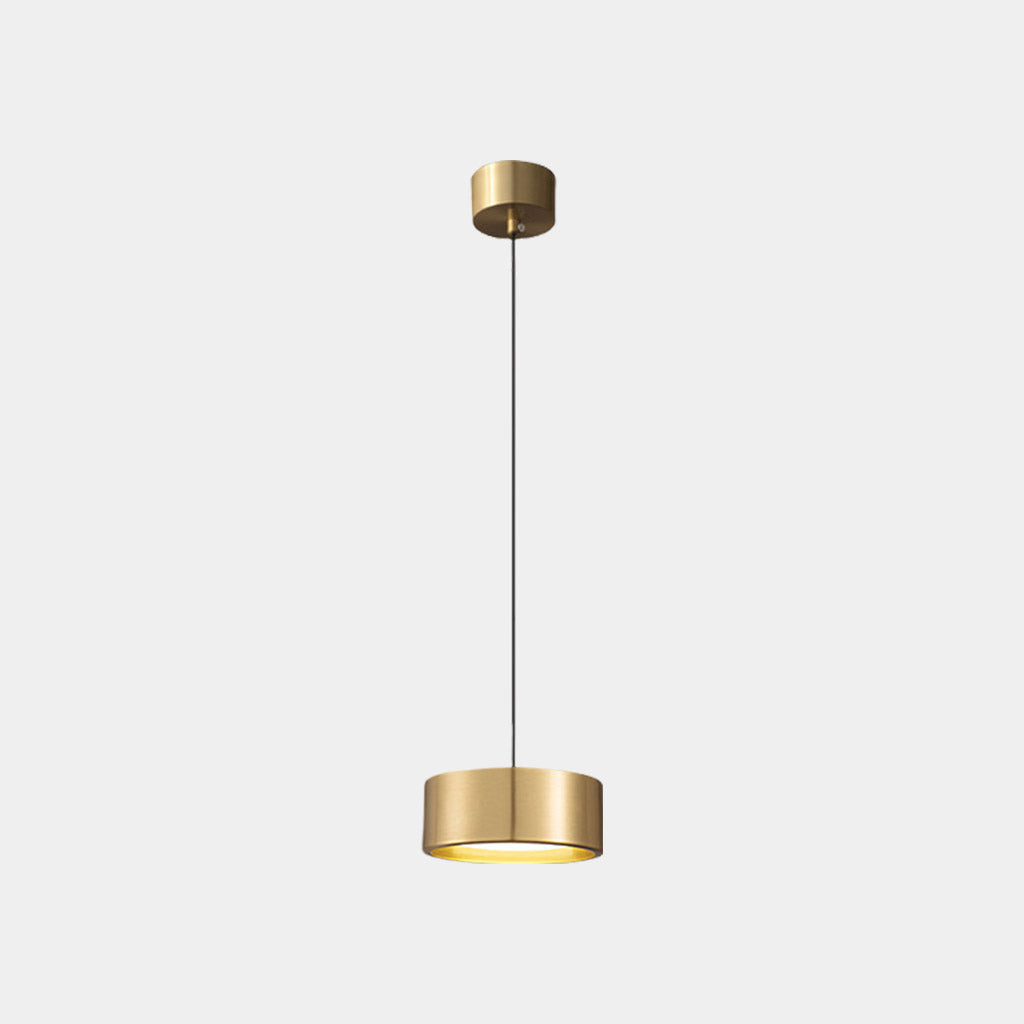 Pendant Light Small Minimalist Brass Cylinder LED, Black / Gold