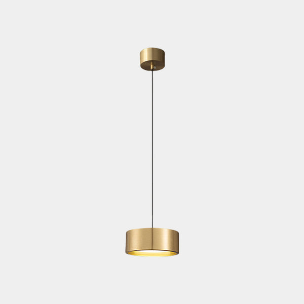 Pendant Light Small Minimalist Brass Cylinder LED, Black / Gold