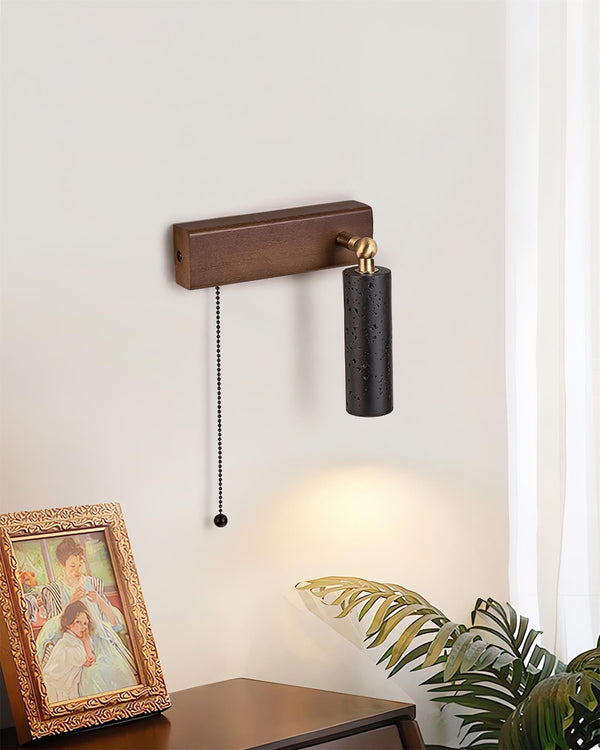 Ritta Wall Lamp Black Travertine Spotlight