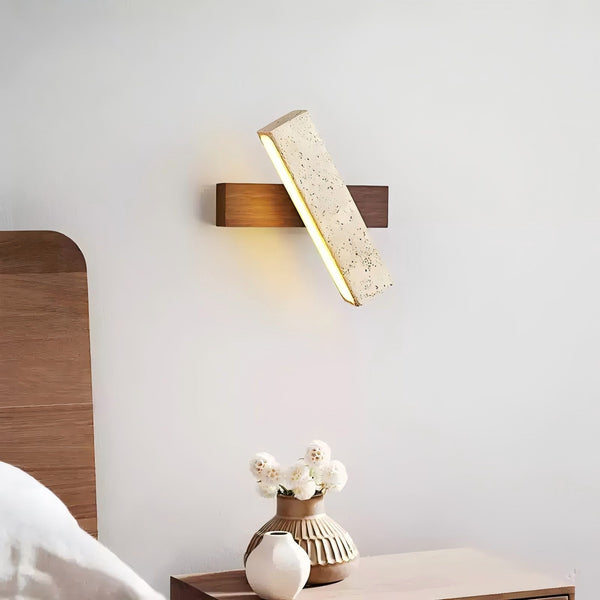 Ostruvyo Linear Walnut Travertine Wall Lamp