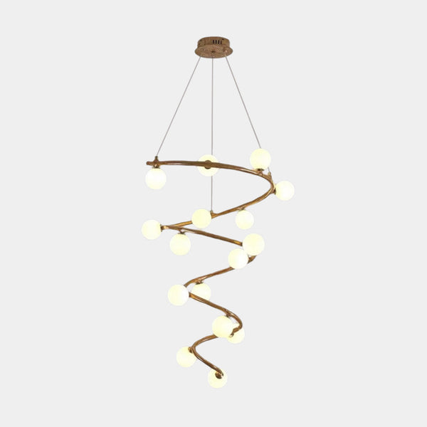 Tree Branch Spiral Chandelier Multi-Globe for High Ceiling
