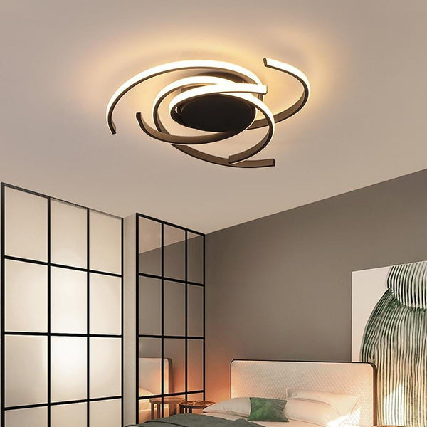 Arisha Modern Multi Arc Linetype Ceiling Light,Black/White