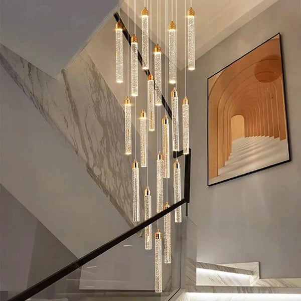 Uly Gold Crystal Chandelier for Staircase & Foyer & High Ceiling