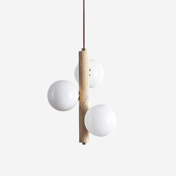 Orbitra Vertical Pendant Lamp Travertine & Glass