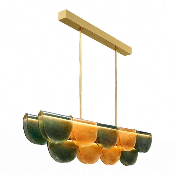 Petalo Linear | Olive Glass & Brass | CL89AGPETV