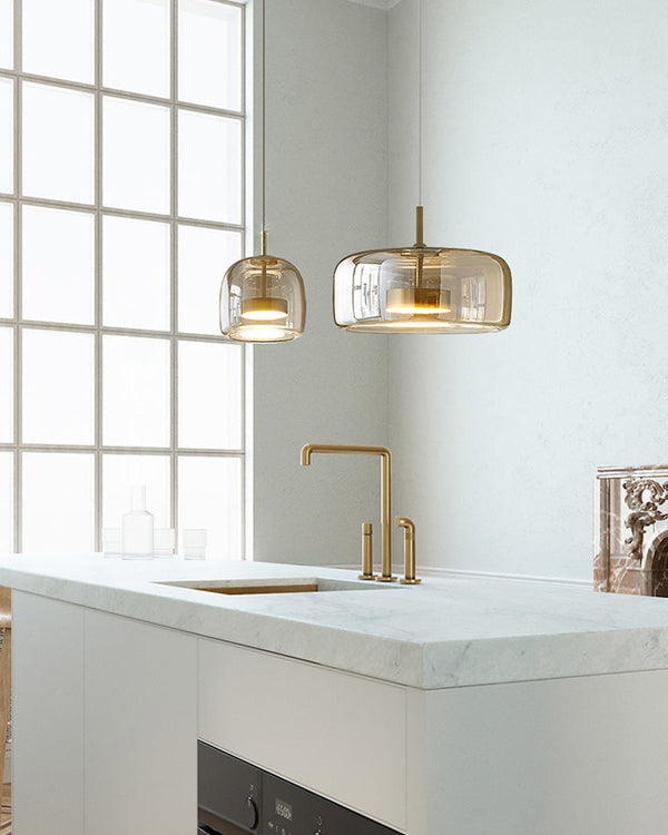 Drum Blown Glass Pendant Light