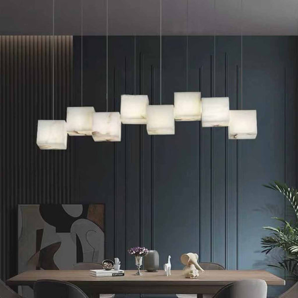 Marble Pendant Light Modern Alabaster Cubid Box