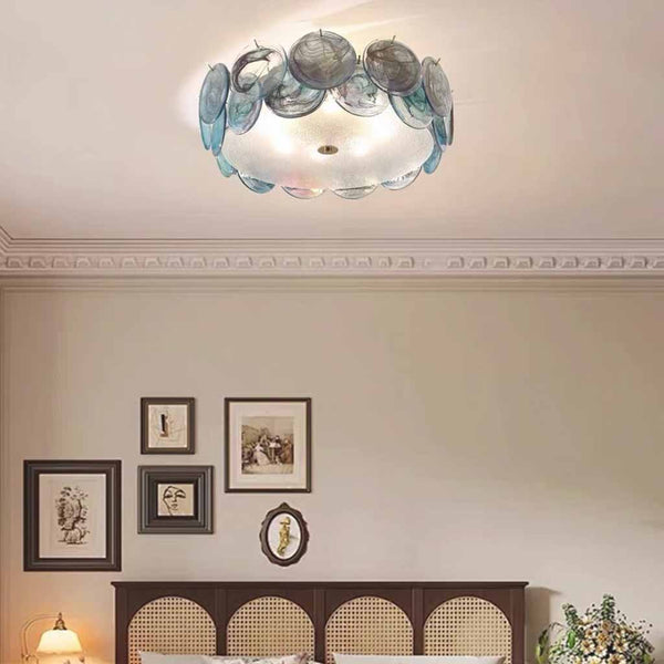 Murano Glass Seashell Ceiling Light Semi-Flush Mount, 3 Colors
