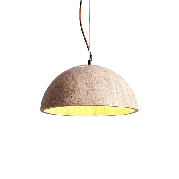 Semicircular Travertine Crescent Glow Pendant Lamp