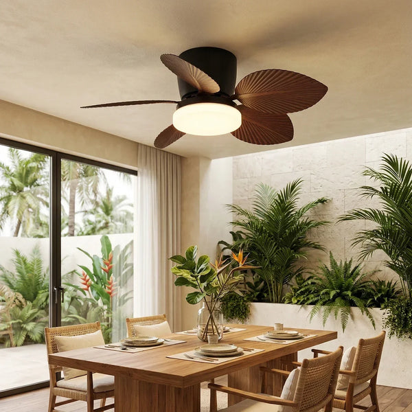 Tropical Palm Five-Blade Ceiling Fan Light