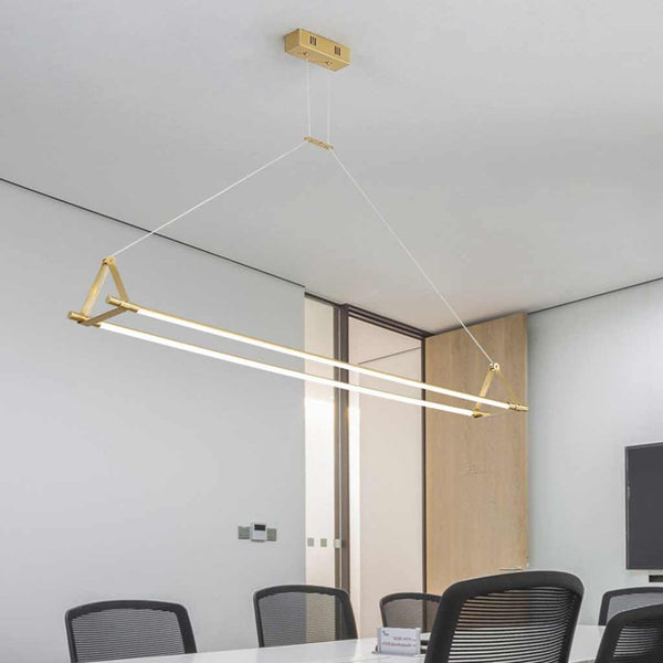 Pendant Light Modern Brass Long Bar Linear LED, Gold