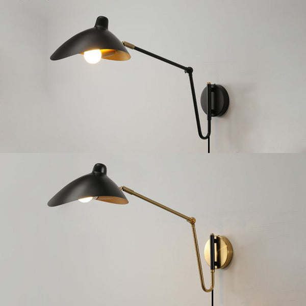 Epoch Industrial Swing Arm Vanity Wall Lamp, Black/Gold