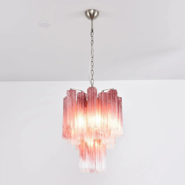 Gradient Red Glass Tube Chandelier
