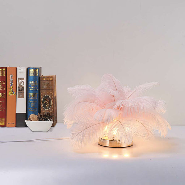 Ostrich Feather Table Lamp Cute, 3 Colors