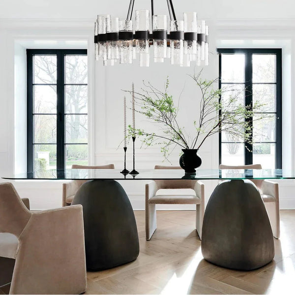 Recycled glass tube pendant light
