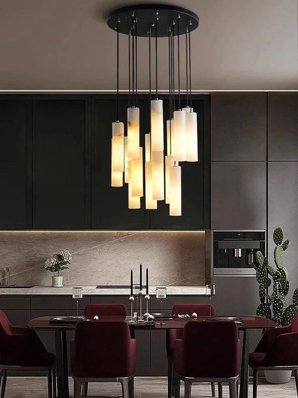 Marble Tube Chandelier for Living Room & Foyer