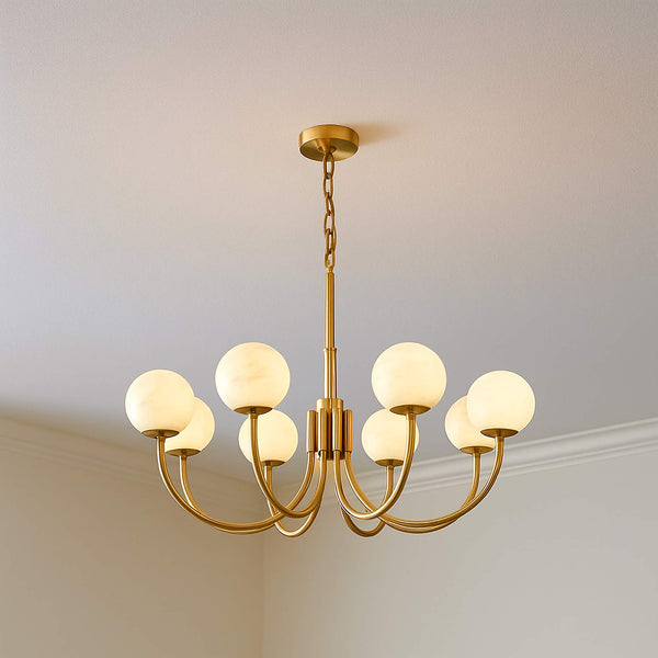 Alabaster Globe & Brass Chandelier | CLKKI1014