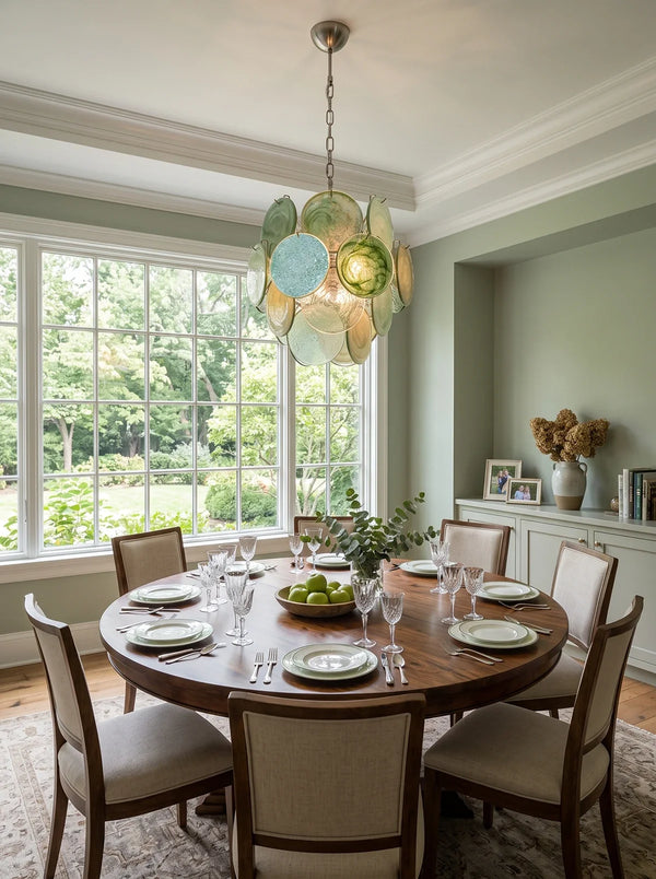 Verdana Green Disc Glass Chandelier