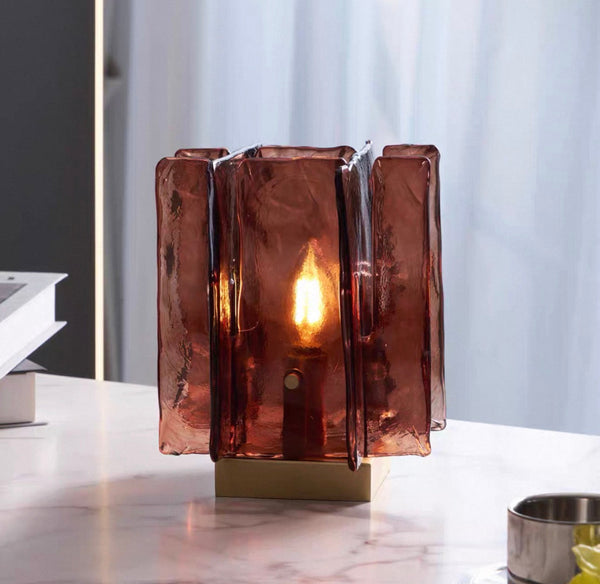 Burgundy Glass Table Lamp | Blades | CLGLRED56