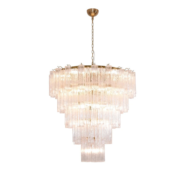 Calista Clear Textured Glass Tiered Chandelier