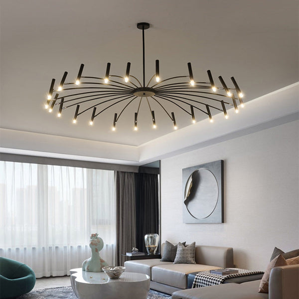 Wrought Iron Multi Light Linear Chandelier for Living Room