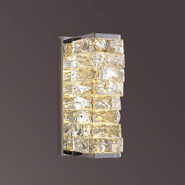Kristy Modern Rectangular Vanity Metal Crystal LED Wall Lamp