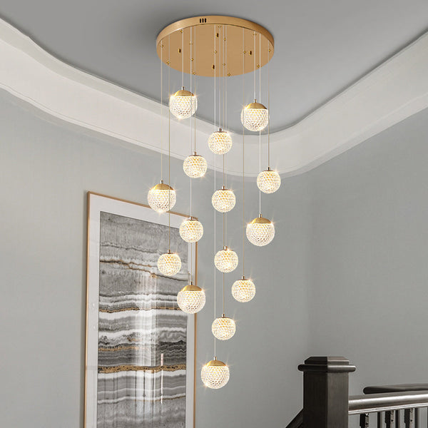 Arisha Multi Staircase Modern Art Deco Pendant Light, Gold