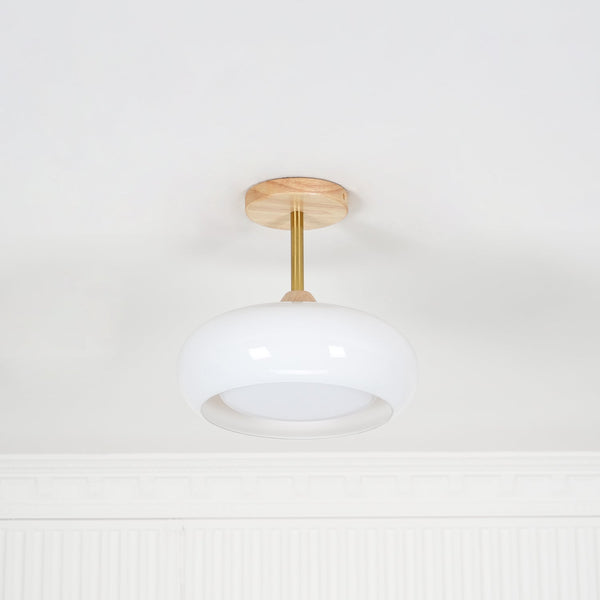 Aldaline Ceiling Lamp Glass and Wood Color Shade