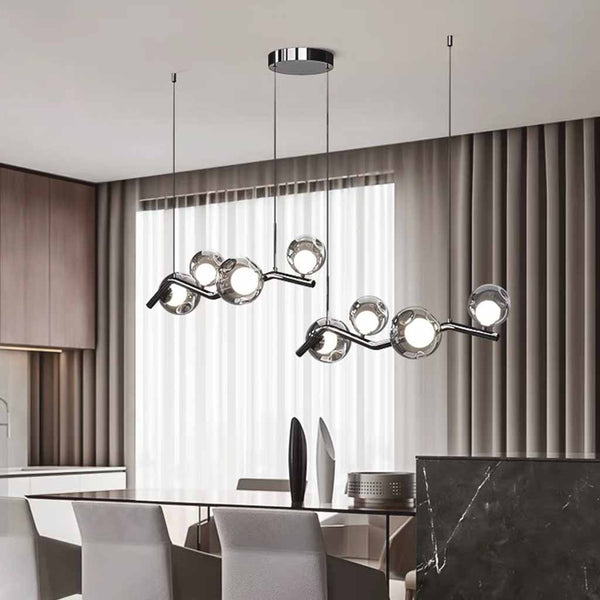 Glass Bubble Pendant Light LED, Black+Smoke Grey