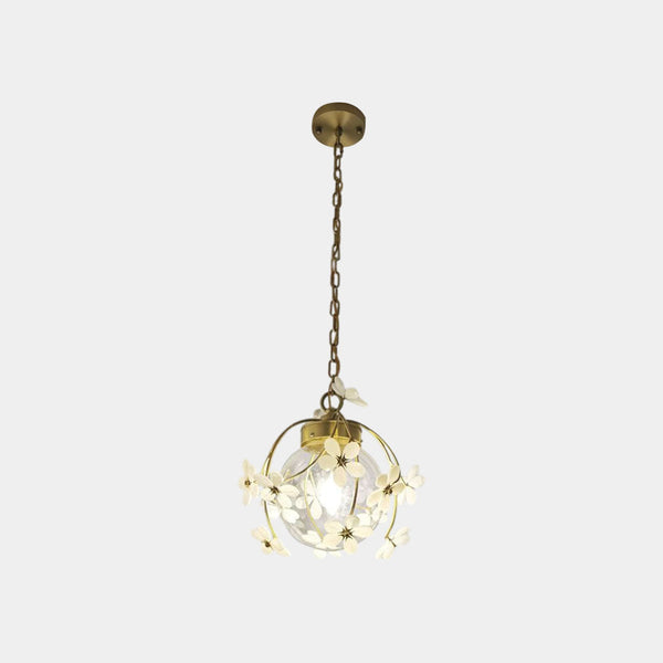 Pendant Light Artistic Brass Glass Ball Flower