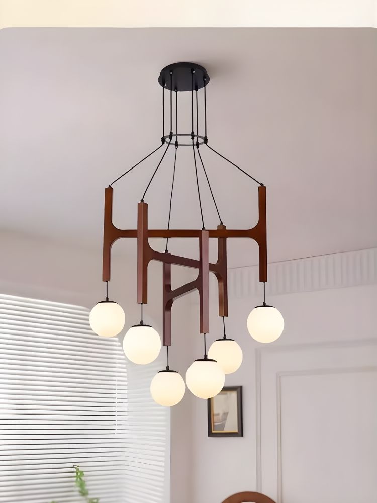 Fia Minimalist Wooden Pendant Chandelier Light