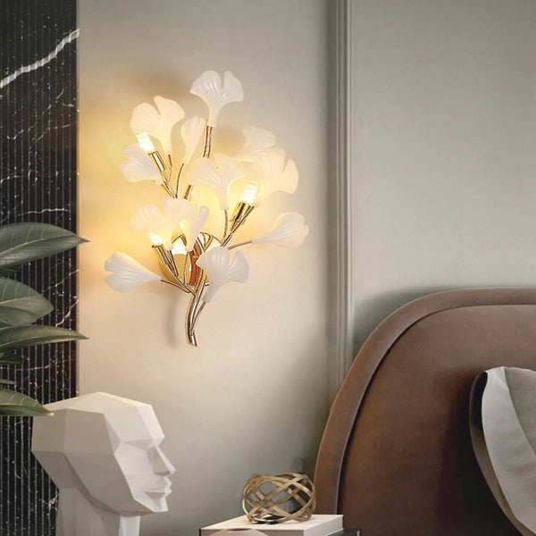 Wall Sconce Light Decorative Ceramic Ginkgo Leaves
