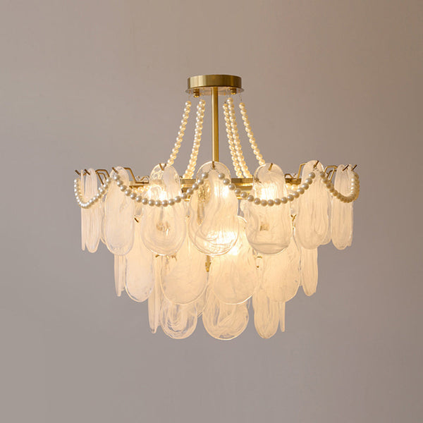 Kristy Elegant Pearl/Glass/Metal Chandelier, White