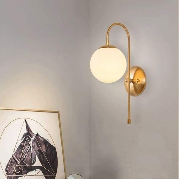 Art deco milk glass ball wall light