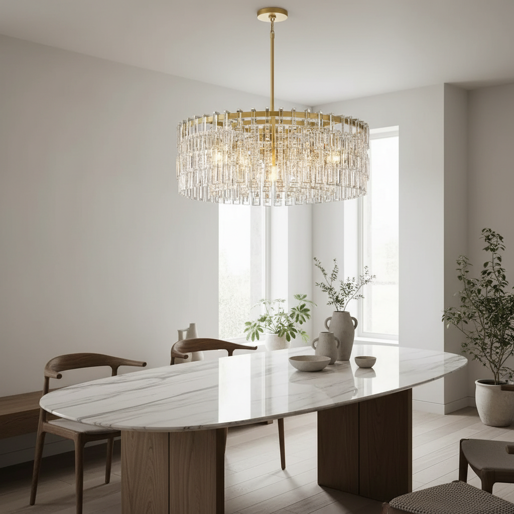 Hand-Cut Crystal Drum Chandelier | CLHUYL0251