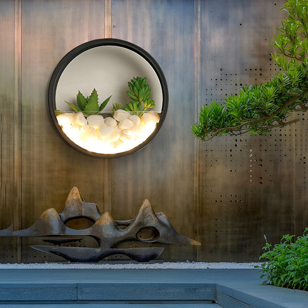 Virainine Small Artificial Plants Modern Stones Outdoor Wall Light