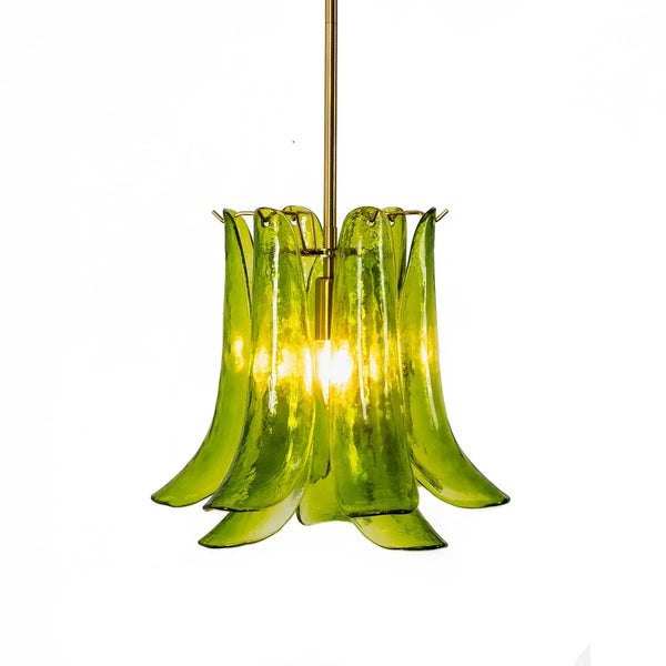 Green Art Glass Petal Pendant Light