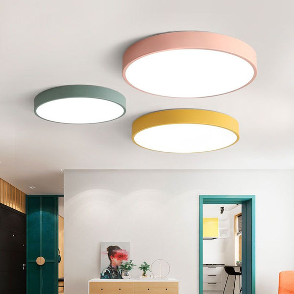 Valentina Ceiling Light Rond Flush Mount, Yellow/Blue/Green/Pink/Grey, Bedroom