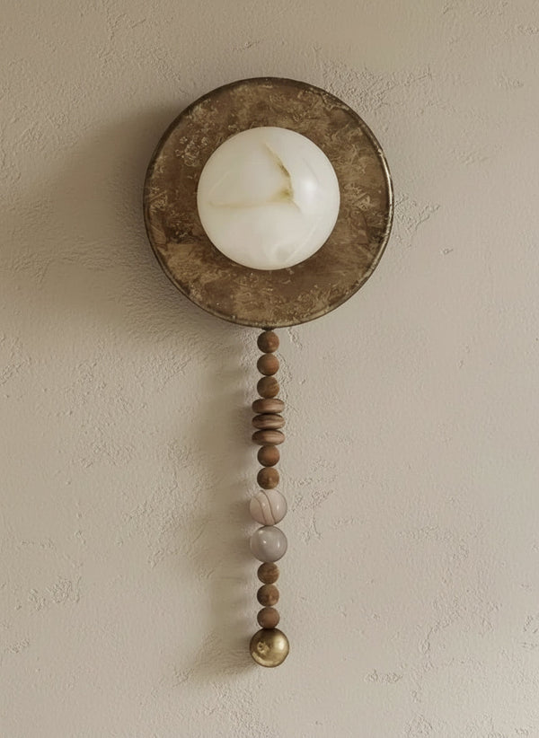 Alabaster & Wood Bead Wall Sconce | CLVCX54