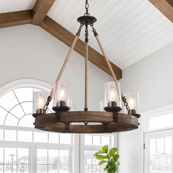 Elvian Industrial Modern Wood Chandelier
